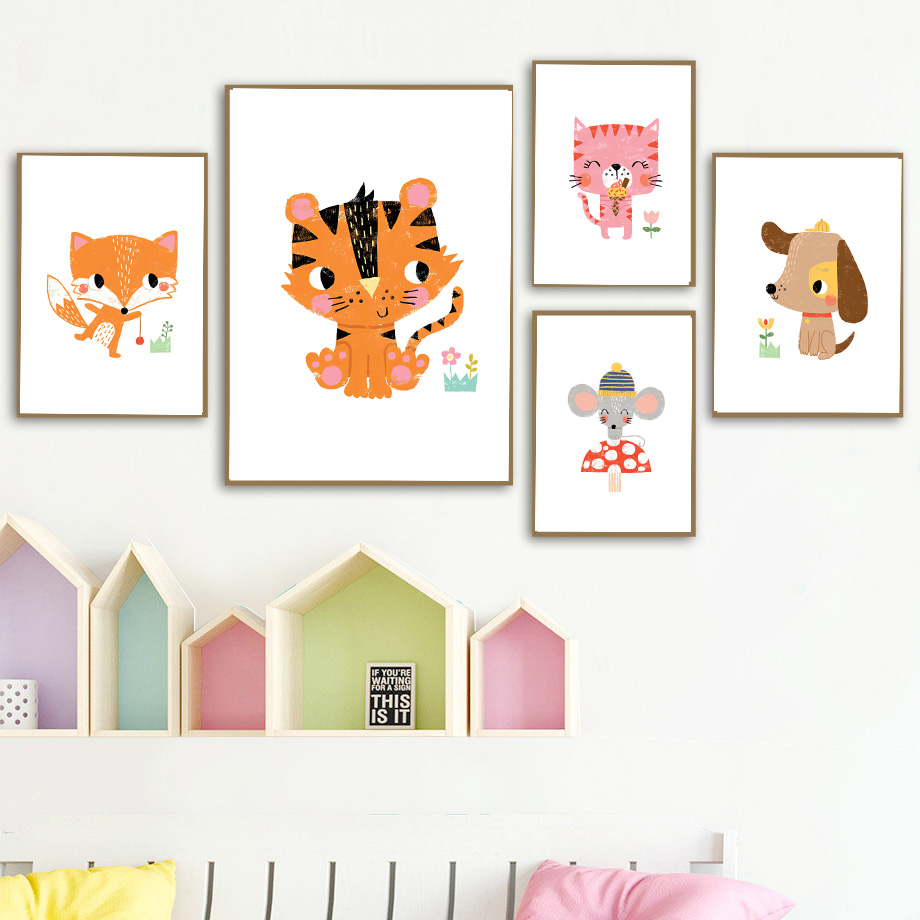 Cartoon Baby Animal Nursery Wa - Baby Zoo Nursery 评论和价格