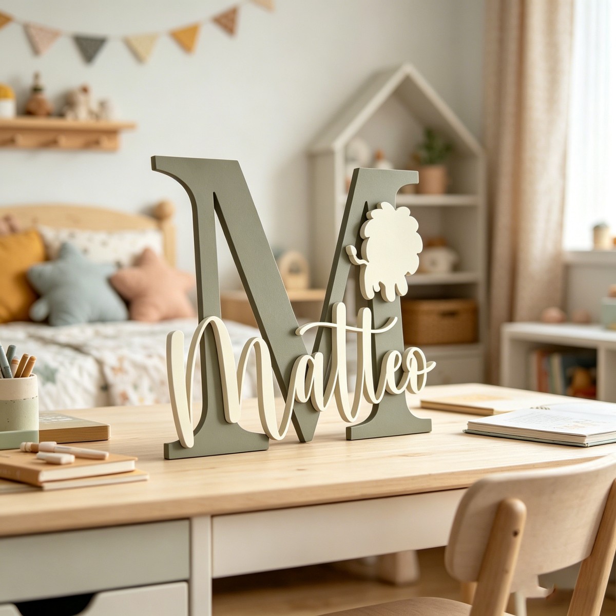 1Pc Custom Lion Name & Initial - Baby Nursery Diy 评论和价格
