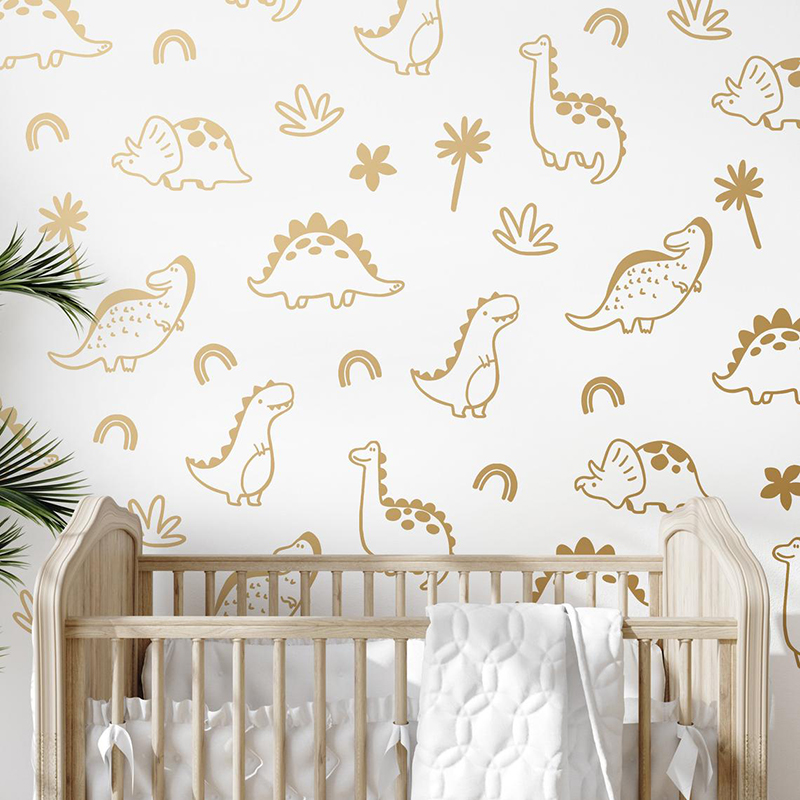 Geometric Dinosaur Tree Rainbo - Baby Nursery Vinyl Wall Stickers 评论和价格