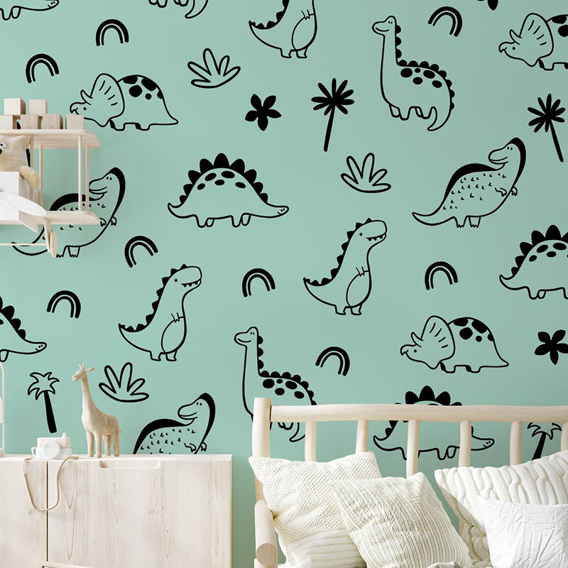 Geometric Dinosaur Tree Rainbo - Baby Nursery Vinyl Wall Stickers 评论和价格