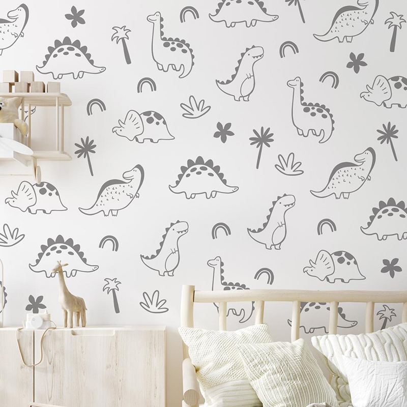 Geometric Dinosaur Tree Rainbo - Baby Nursery Vinyl Wall Stickers 评论和价格