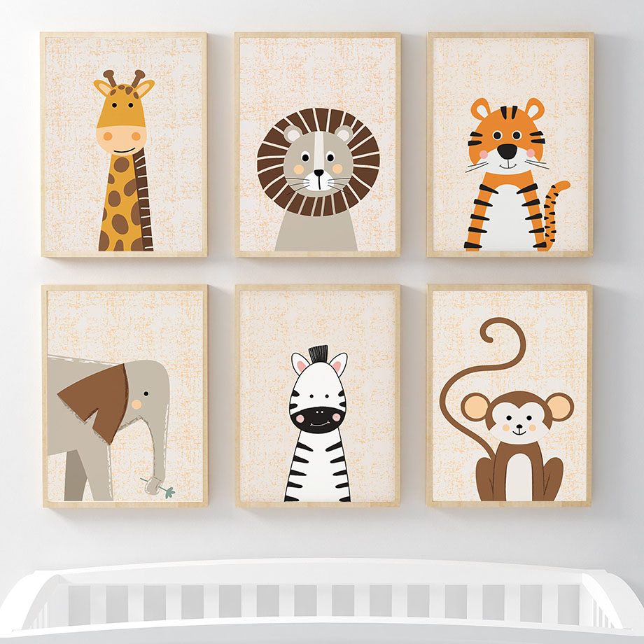 Lion Giraffe Elephant Zebra Mo - Baby Name Wall Art 评论和价格