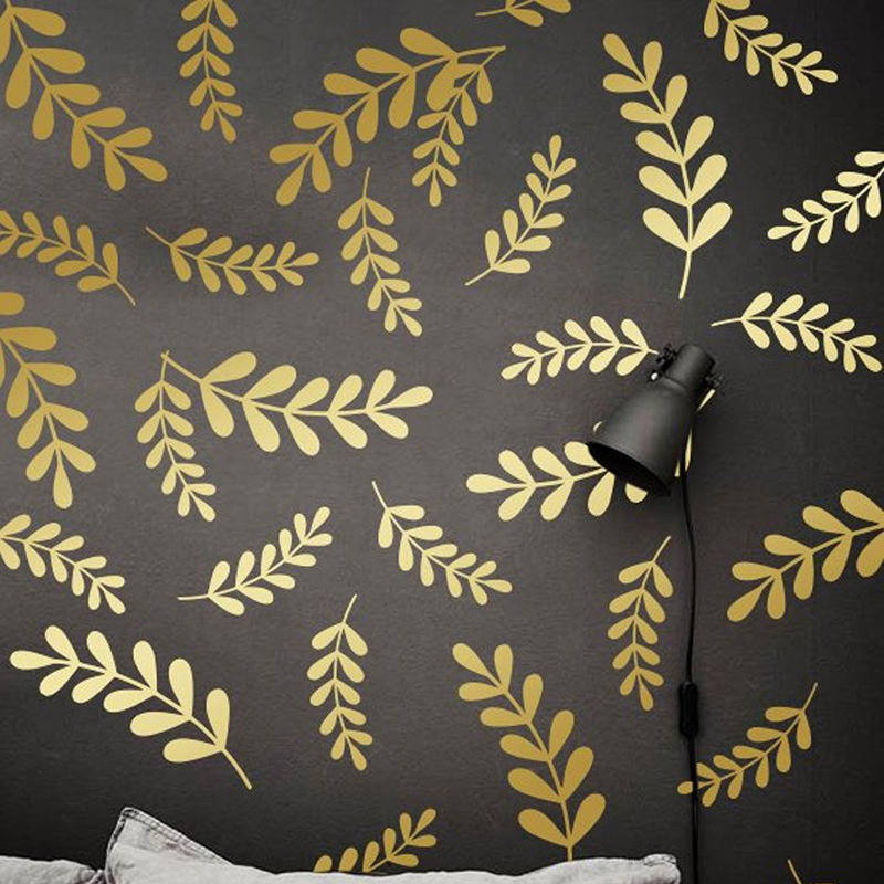 Botanical Leaf Floral Wall Sti - Baby Nursery Vinyl Wall Stickers 评论和价格