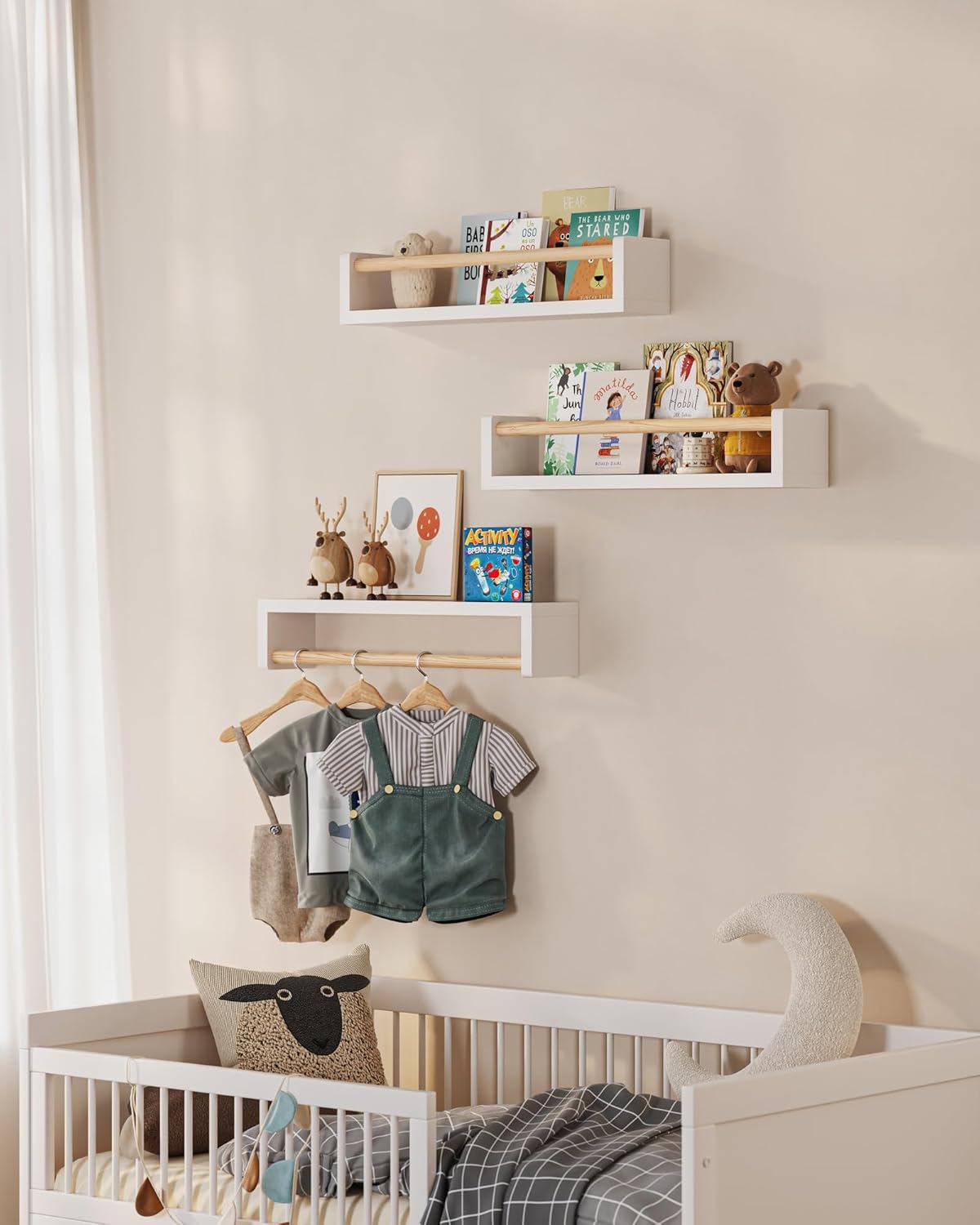 Set of 3 floating nursery book - Baby Nursery Shelf 评论和价格