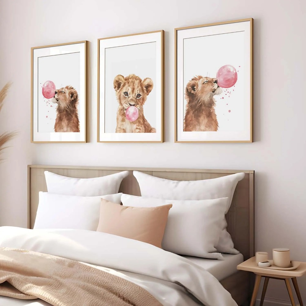 Lion Cub Nursery Wall Art Set  - Baby Nursery Animal Theme 评论和价格