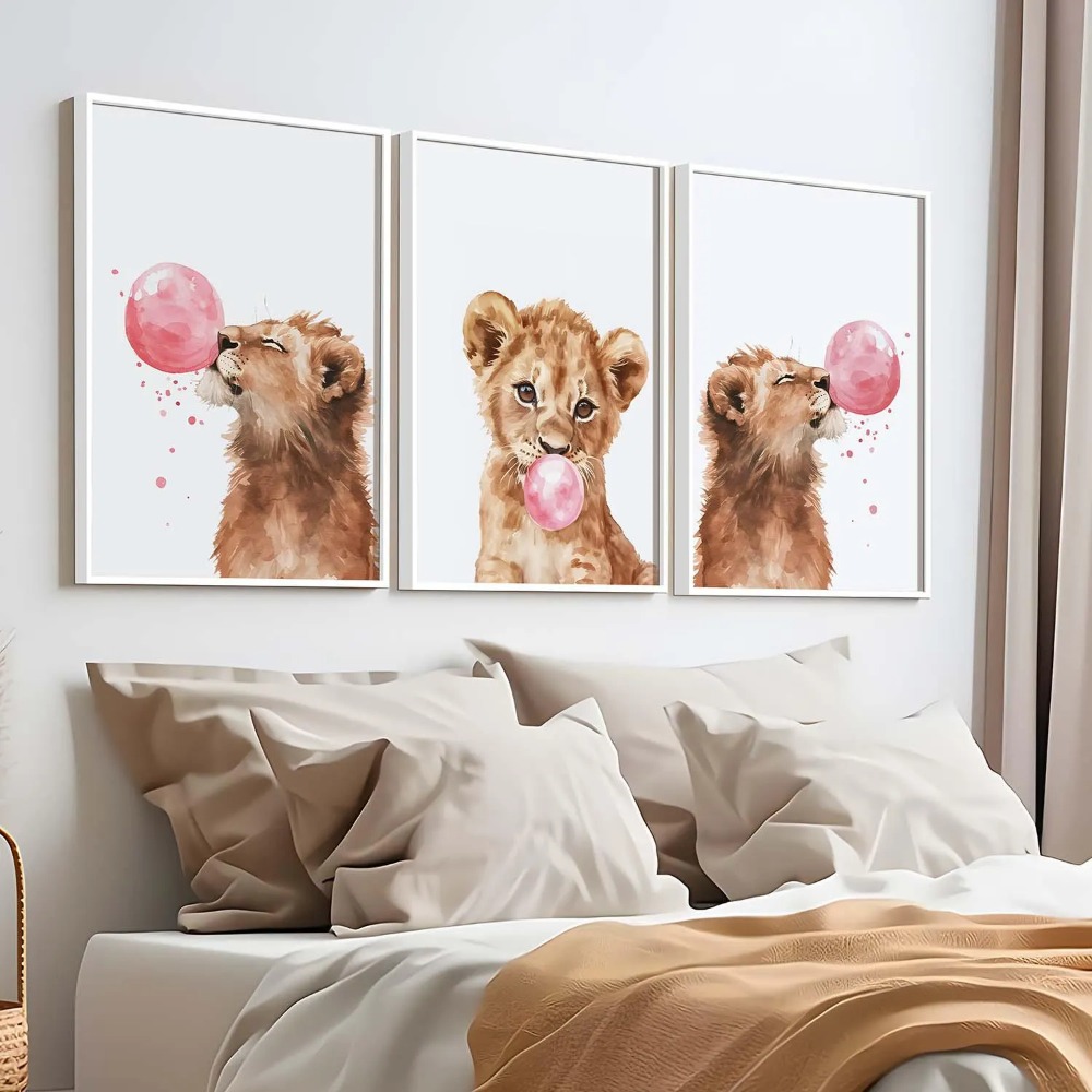 Lion Cub Nursery Wall Art Set  - Baby Nursery Animal Theme 评论和价格