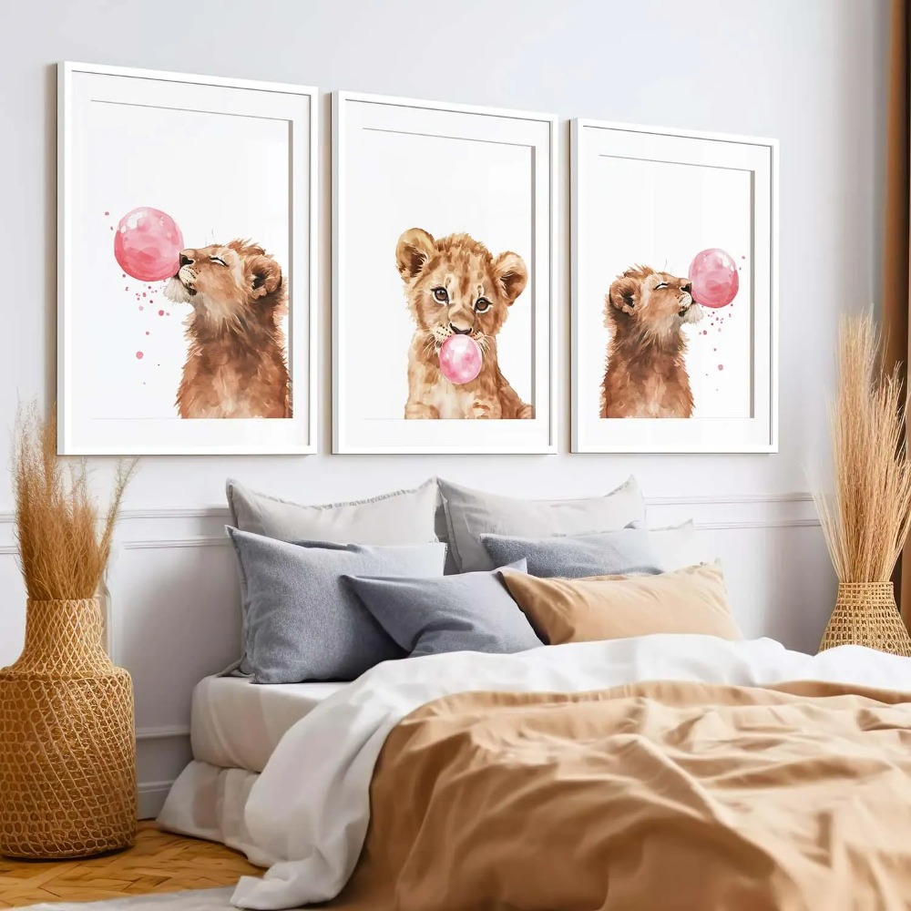 Lion Cub Nursery Wall Art Set  - Baby Nursery Animal Theme 评论和价格