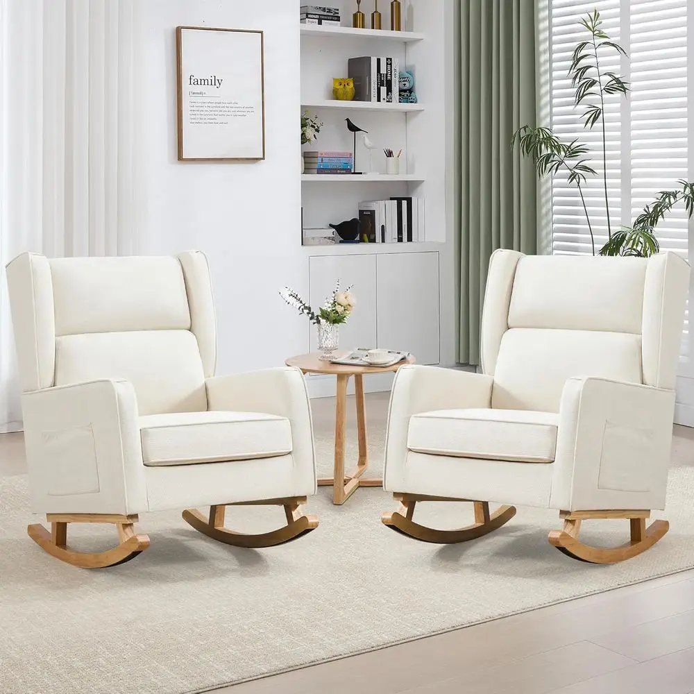 High-Back Solid Wood Rocking C - Rocking Chair Nursery 评论和价格