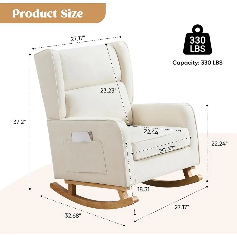 High-Back Solid Wood Rocking C - Rocking Chair Nursery 评论和价格