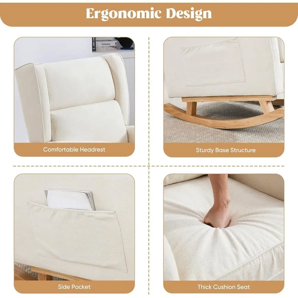 High-Back Solid Wood Rocking C - Rocking Chair Nursery 评论和价格
