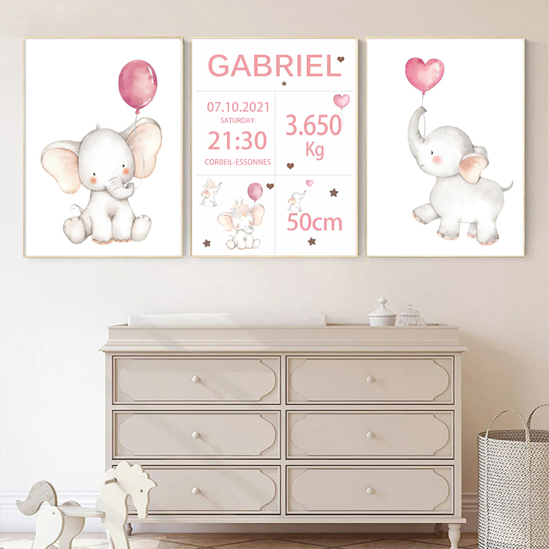 Pink Baby Customized Name Date - Baby Nursery Pink 评论和价格