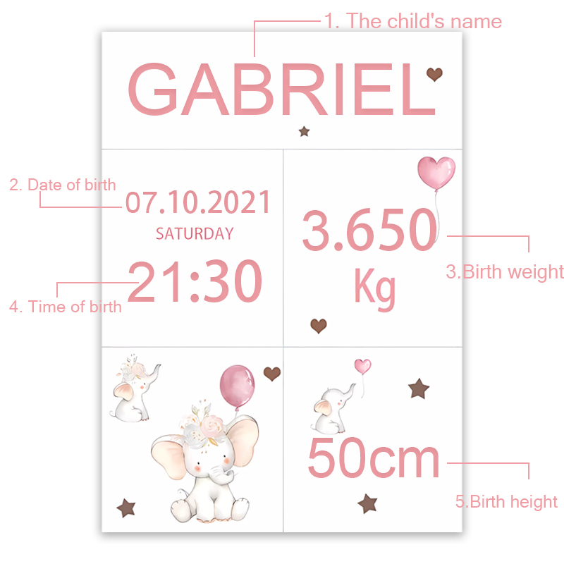 Pink Baby Customized Name Date - Baby Nursery Pink 评论和价格
