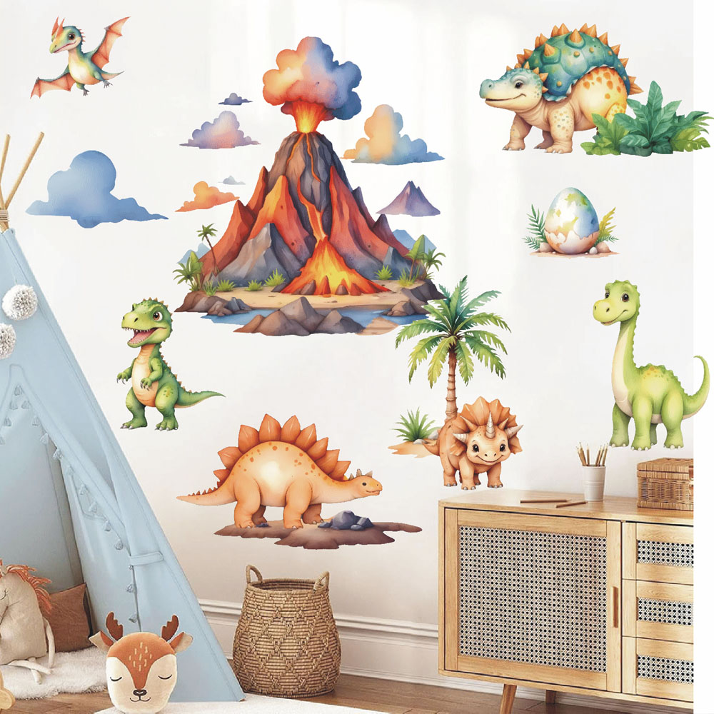 Cartoon Jungle Dinosaur Wall S - Baby Nursery Animal Theme 评论和价格