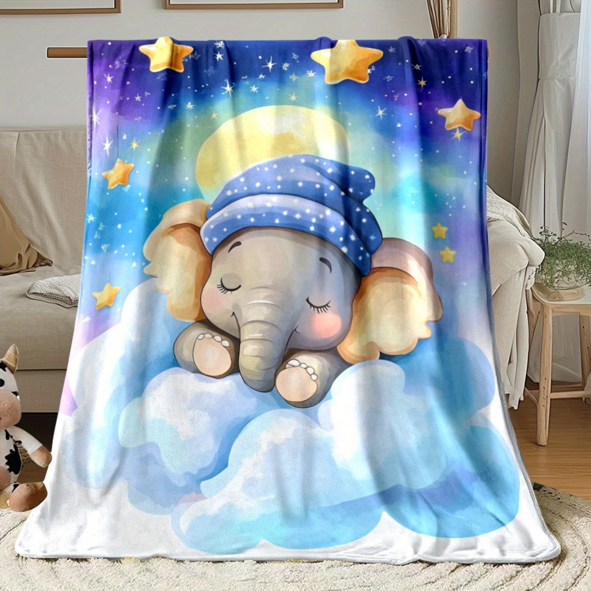 Sleeping Baby Elephant Cloud S - Baby Nursery Animal Theme 评论和价格
