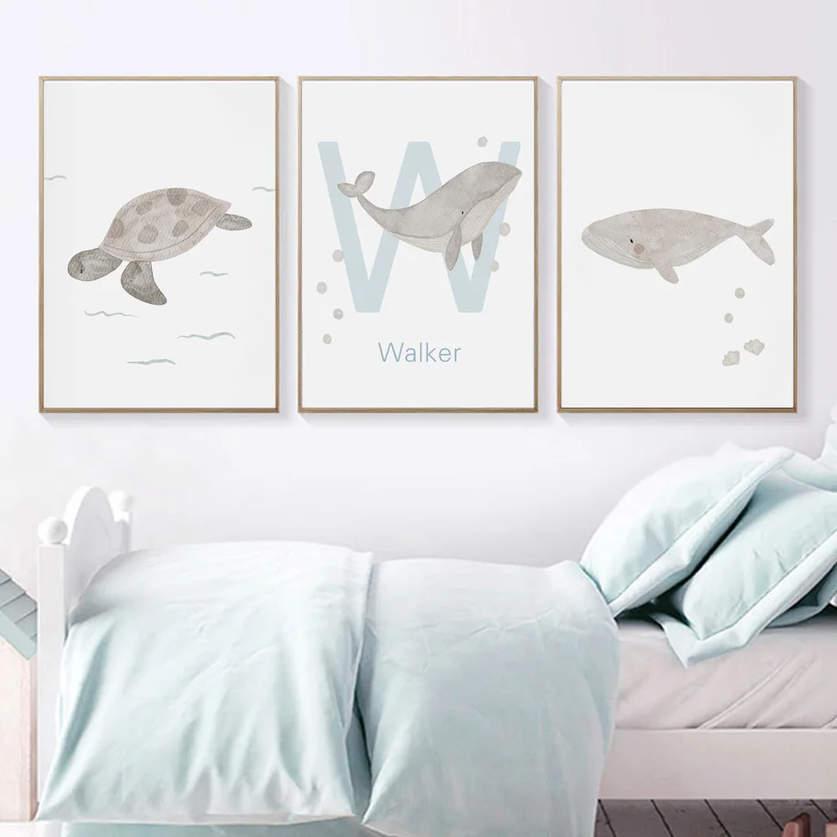 Custom Name Whale Octopus Turt - Baby Name Wall Art 评论和价格