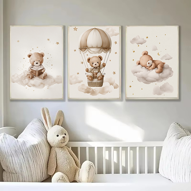 3pcs/set Bohemian Teddy Bear A - Baby Name Wall Art 评论和价格