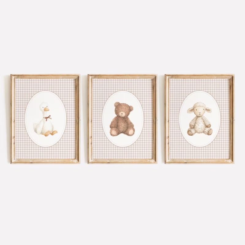 Nursery Print Set Animals, Cot - Baby Nursery Gender Neutral 评论和价格
