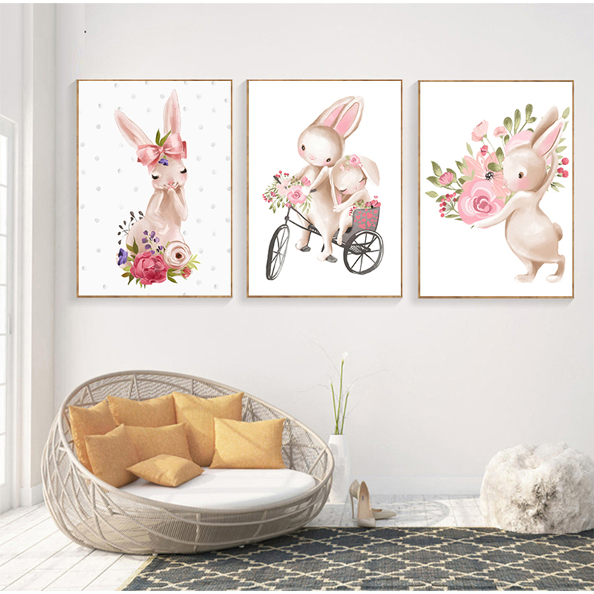 Pink Flowers Cartoon Picture G - Baby Nursery Pink 评论和价格