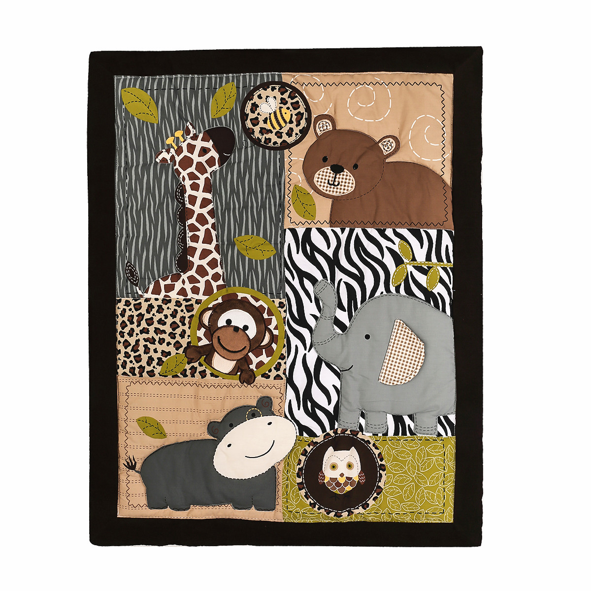 3Pcs Embroidered Newborn Baby  - Baby Nursery Animal Theme 评论和价格