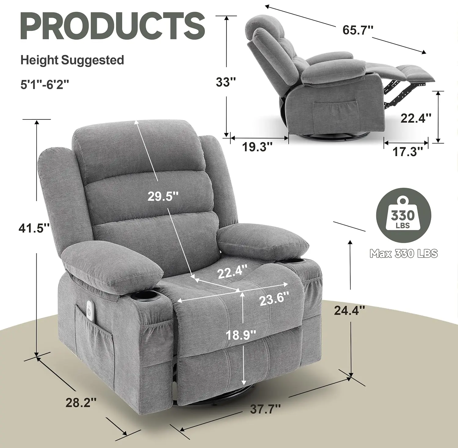 360 Degree Swivel Rocking Mass - Rocking Chair Nursery 评论和价格